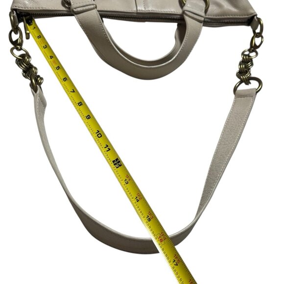 NEW Fossil Cori Satchel Shoulder Bag Ivory Leather Zipper Closure Capsule Luxury - Picture 14 of 15